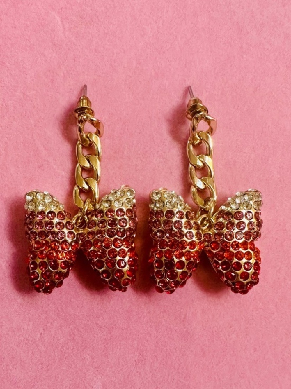 Rhinestone Bow Dangle Earrings